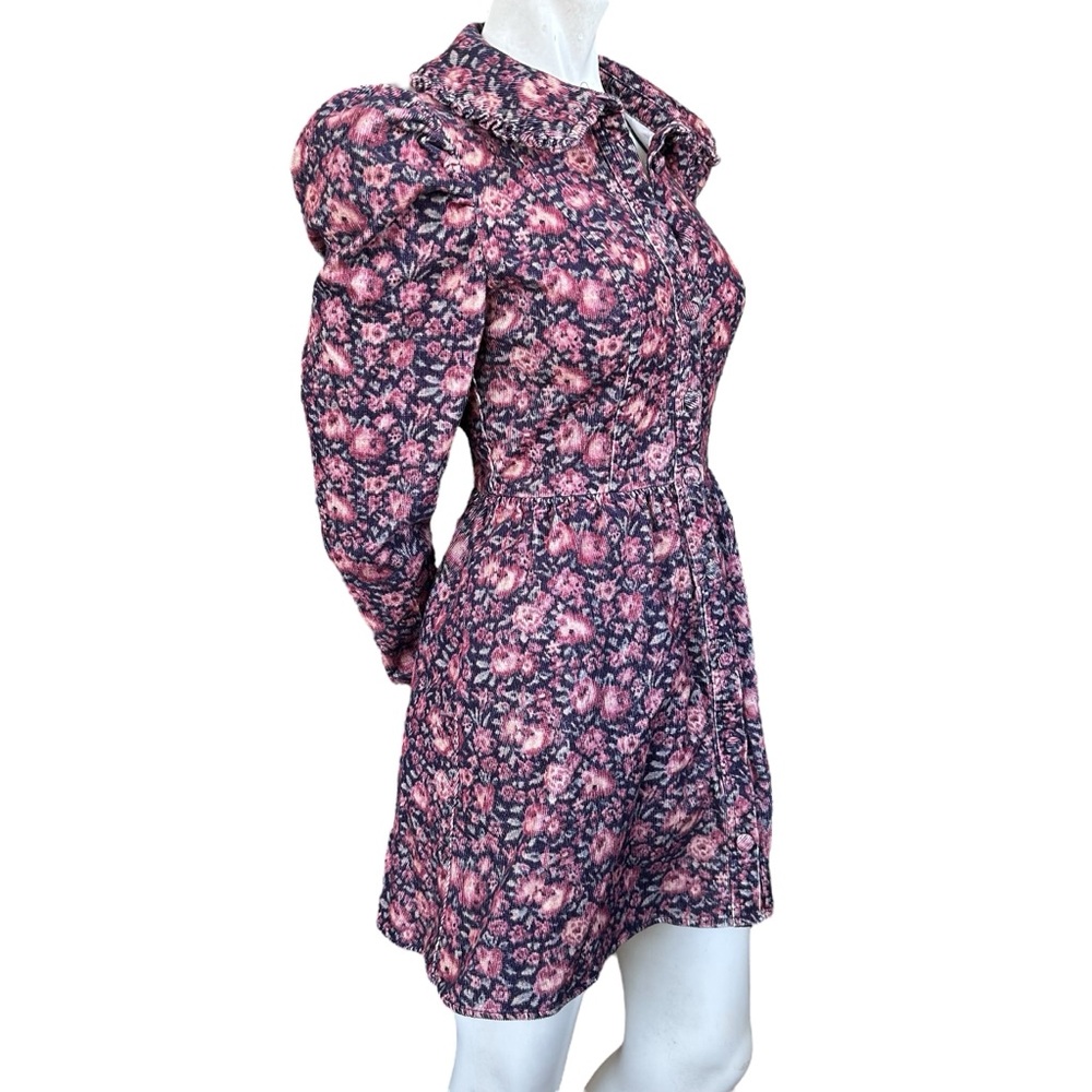 LoveShackFancy Beyers Dress in Blushing Berrys Corduroy Floral Mini Dress Size 2 - Picture 5 of 13
